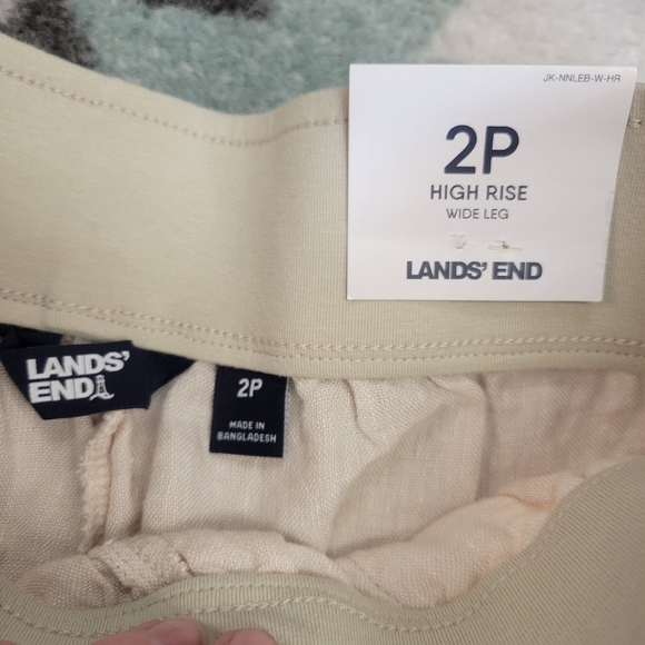Lands End Wide Leg Pure 100% Linen Pull On Trousers In Flax Linen Size 2 PETITE - Picture 3 of 8